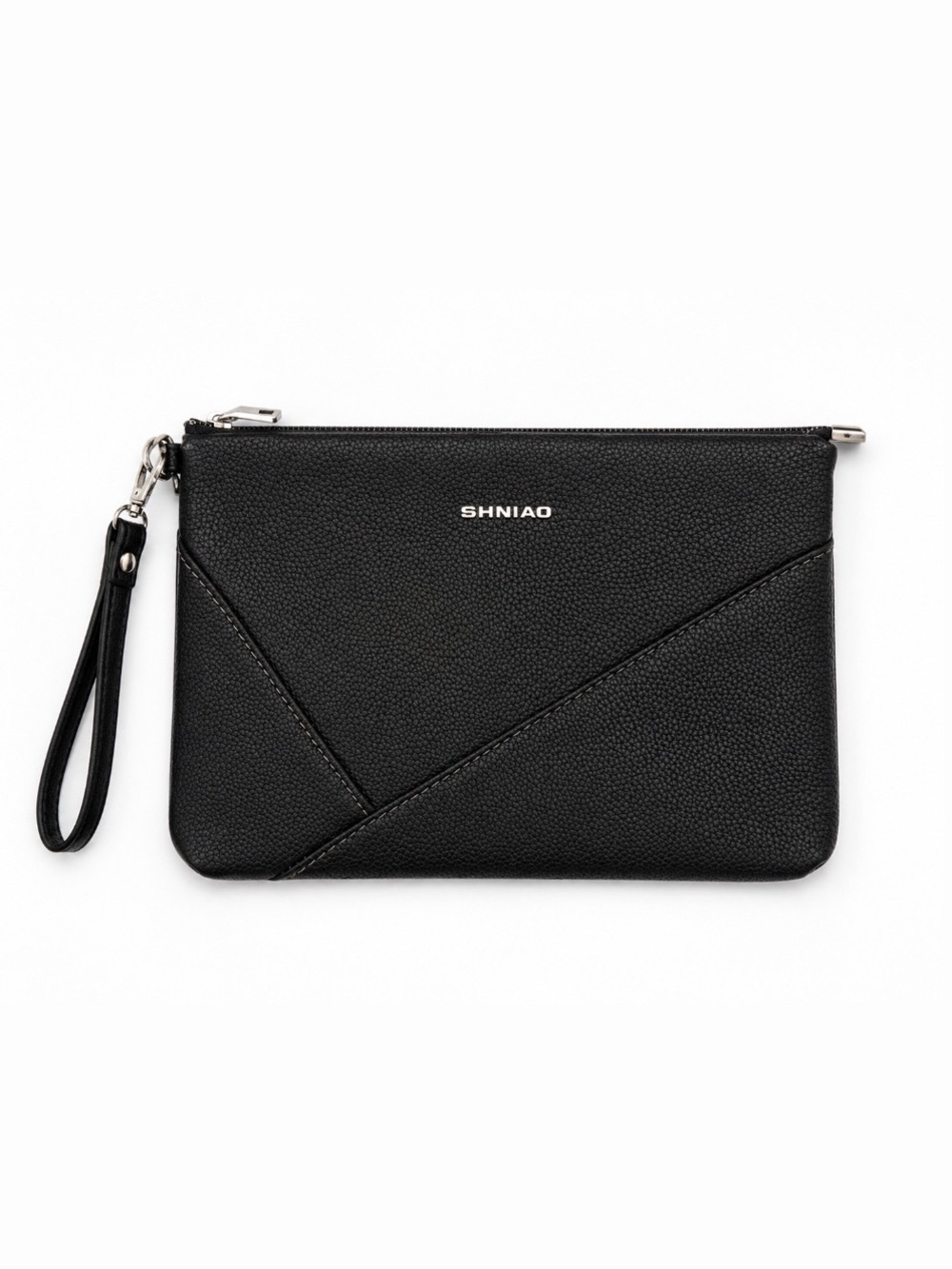 black SHNIAO faux leather clutch handbag